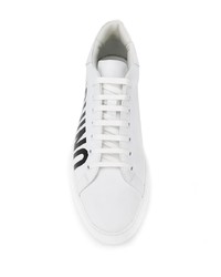 Baskets basses en cuir imprimées blanches et noires Moschino