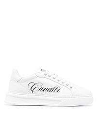 Baskets basses en cuir imprimées blanches et noires Roberto Cavalli