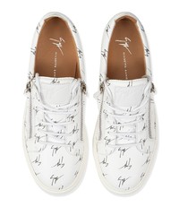 Baskets basses en cuir imprimées blanches et noires Giuseppe Zanotti