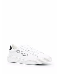 Baskets basses en cuir imprimées blanches et noires MSGM