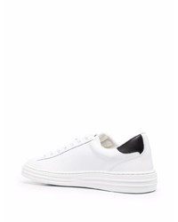 Baskets basses en cuir imprimées blanches et noires MSGM