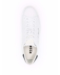 Baskets basses en cuir imprimées blanches et noires MSGM