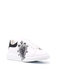 Baskets basses en cuir imprimées blanches et noires Alexander McQueen