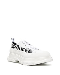 Baskets basses en cuir imprimées blanches et noires Alexander McQueen