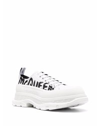 Baskets basses en cuir imprimées blanches et noires Alexander McQueen