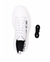 Baskets basses en cuir imprimées blanches et noires Alexander McQueen