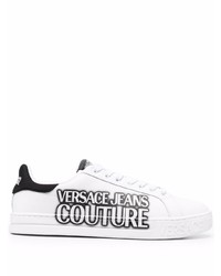 Baskets basses en cuir imprimées blanches et noires VERSACE JEANS COUTURE