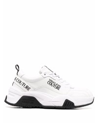 Baskets basses en cuir imprimées blanches et noires VERSACE JEANS COUTURE