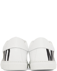 Baskets basses en cuir imprimées blanches et noires Moschino