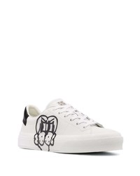 Baskets basses en cuir imprimées blanches et noires Givenchy