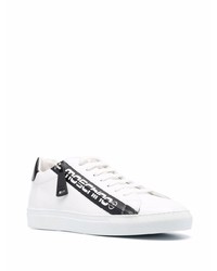 Baskets basses en cuir imprimées blanches et noires Moschino