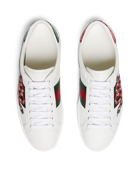 Baskets basses en cuir imprimées blanches Gucci