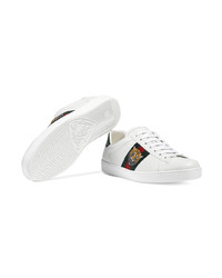 Baskets basses en cuir imprimées blanches Gucci