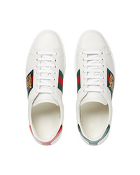 Baskets basses en cuir imprimées blanches Gucci