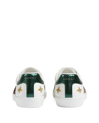 Baskets basses en cuir imprimées blanches Gucci