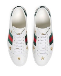 Baskets basses en cuir imprimées blanches Gucci