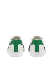 Baskets basses en cuir imprimées blanches Gucci