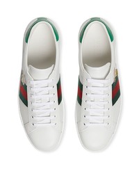 Baskets basses en cuir imprimées blanches Gucci