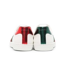 Baskets basses en cuir imprimées blanches Gucci