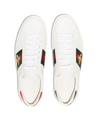 Baskets basses en cuir imprimées blanches Gucci