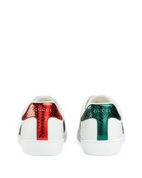 Baskets basses en cuir imprimées blanches Gucci