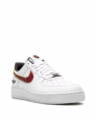 Baskets basses en cuir imprimées blanches Nike