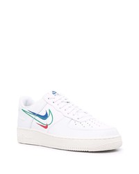 Baskets basses en cuir imprimées blanches Nike