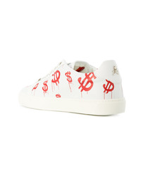 Baskets basses en cuir imprimées blanches Philipp Plein