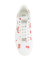 Baskets basses en cuir imprimées blanches Philipp Plein