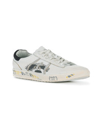 Baskets basses en cuir imprimées blanches White Premiata