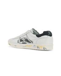 Baskets basses en cuir imprimées blanches White Premiata