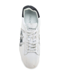 Baskets basses en cuir imprimées blanches White Premiata