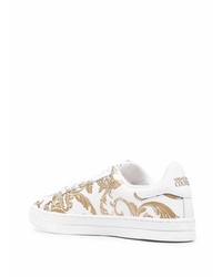 Baskets basses en cuir imprimées blanches VERSACE JEANS COUTURE