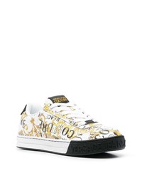 Baskets basses en cuir imprimées blanches VERSACE JEANS COUTURE