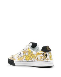 Baskets basses en cuir imprimées blanches VERSACE JEANS COUTURE