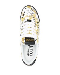 Baskets basses en cuir imprimées blanches VERSACE JEANS COUTURE