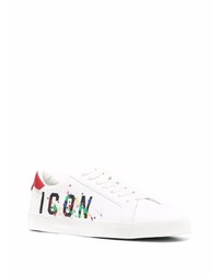 Baskets basses en cuir imprimées blanches DSQUARED2