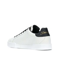 Baskets basses en cuir imprimées blanches Dolce & Gabbana