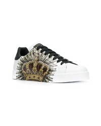 Baskets basses en cuir imprimées blanches Dolce & Gabbana