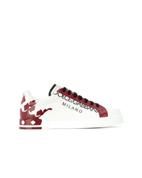 Baskets basses en cuir imprimées blanches Dolce & Gabbana