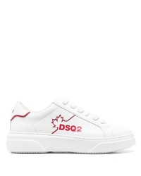 Baskets basses en cuir imprimées blanches DSQUARED2