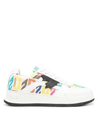 Baskets basses en cuir imprimées blanches DSQUARED2