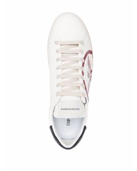 Baskets basses en cuir imprimées blanches Emporio Armani