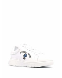 Baskets basses en cuir imprimées blanches Emporio Armani