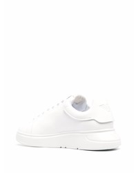 Baskets basses en cuir imprimées blanches Emporio Armani