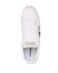 Baskets basses en cuir imprimées blanches Emporio Armani