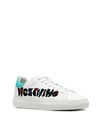 Baskets basses en cuir imprimées blanches Moschino