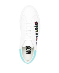 Baskets basses en cuir imprimées blanches Moschino