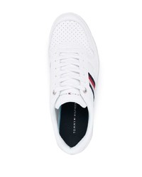 Baskets basses en cuir imprimées blanches Tommy Hilfiger