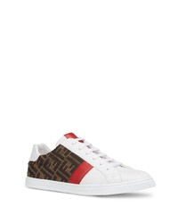 Baskets basses en cuir imprimées blanches Fendi